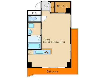 魚住コーポ(ワンルーム/4階)の間取り写真