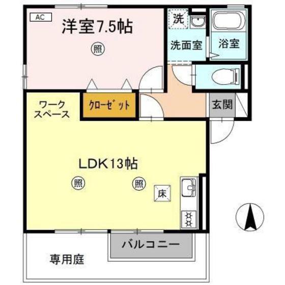 メゾン ミ・モレII(1LDK/1階)の間取り写真