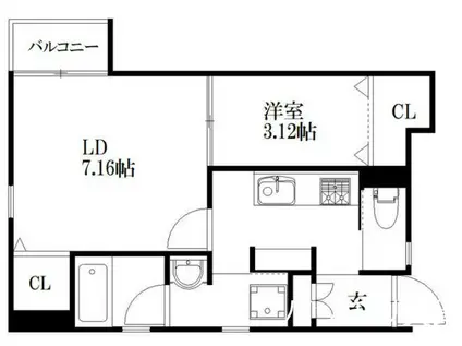 MY PLACE 土井(1LDK/1階)の間取り写真
