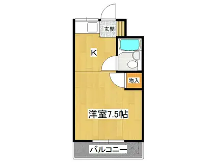 TAF筑波コーポ(1K/1階)の間取り写真