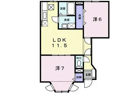 エスポアールⅢ(2LDK/1階)の間取り写真
