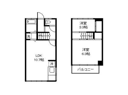 八千代台団地9号棟(2LDK/1階)の間取り写真