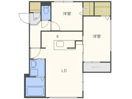 アウレア(2LDK/2階)の間取り写真