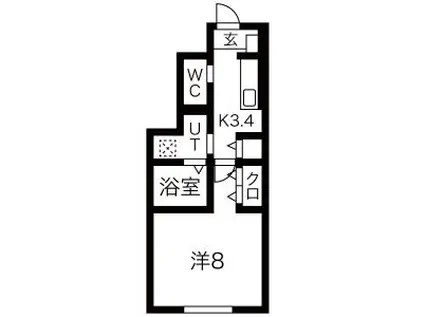 アルバ・ソーレ(1K/1階)の間取り写真