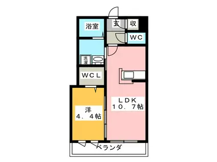 LAULEA湘南(1LDK/1階)の間取り写真
