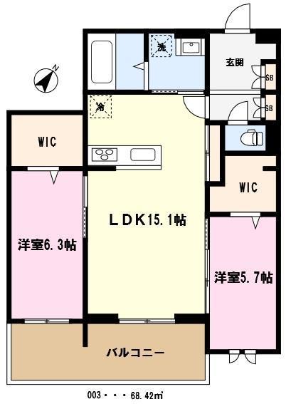 センカIII(2LDK/2階)の間取り写真