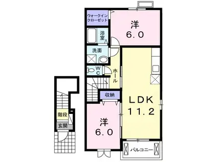 エクセレント・ネサキG(2LDK/2階)の間取り写真
