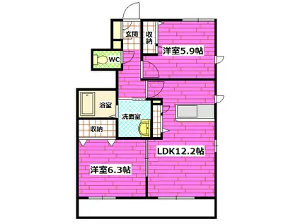 CASA ALEGRE 8 日下橋(2LDK/1階)の間取り写真