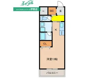 MIRA ISE(ワンルーム/1階)の間取り写真