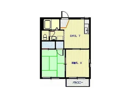 グリーンハイツ横山(2DK/1階)の間取り写真