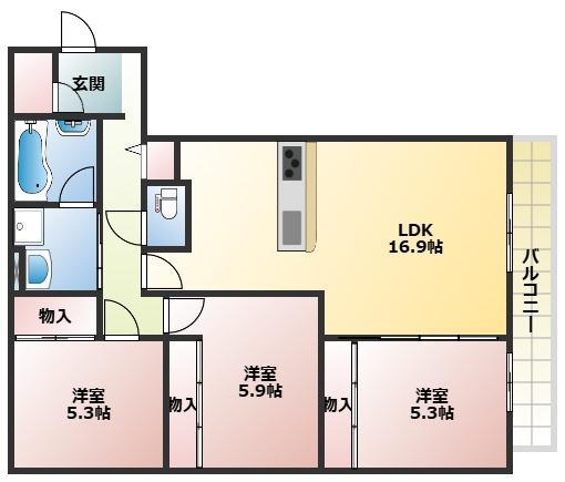ラ ルーシュ(3LDK/3階)の間取り写真