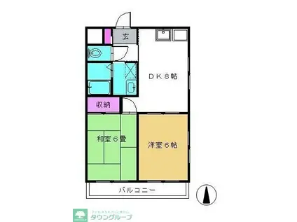 ラフィーヌ・池田5番館(2DK/4階)の間取り写真