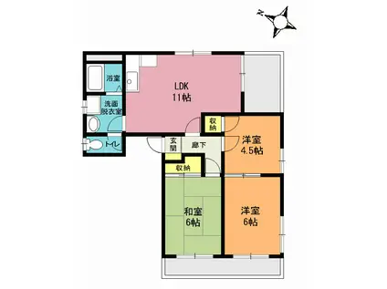 カネヤビル(3LDK/2階)の間取り写真