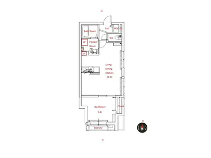 大森中2丁目メゾン(1LDK/2階)の間取り写真