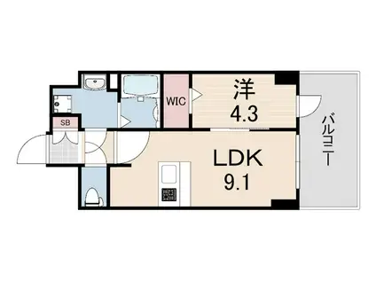 プレサンス神戸セレスティア(1LDK/15階)の間取り写真