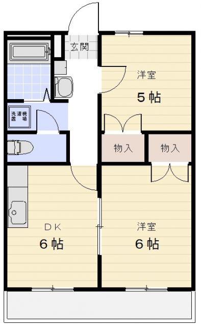 大谷第二(2DK/2階)の間取り写真