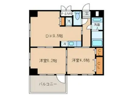 CASA DEL AKEHAMA CASA DEL AKEHAMA(2DK/4階)の間取り写真