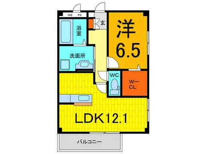 モンプリミエルラシオン(1LDK/1階)の間取り写真