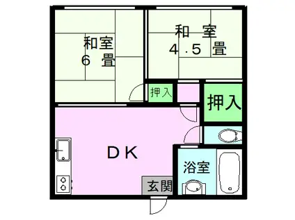 コーポ武蔵(2DK/2階)の間取り写真