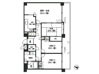 パティオ本牧(3LDK/3階)の間取り写真