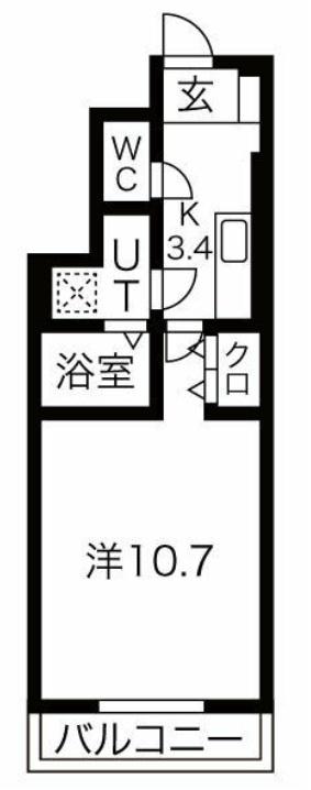 HONU清水町ウエスト(1K/1階)の間取り写真