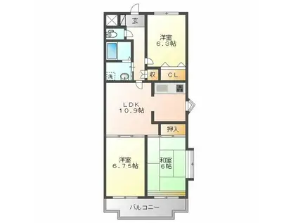 エレガンス春日部(3LDK/4階)の間取り写真