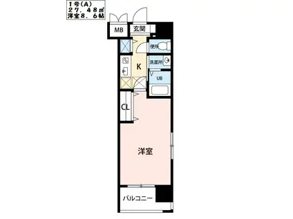 ベイプレイス小倉(1K/7階)の間取り写真