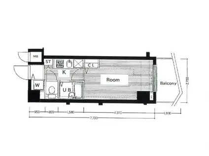 フェニックス目黒碑文谷(1K/2階)の間取り写真