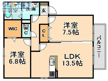 MODESTYB棟(2LDK/1階)の間取り写真