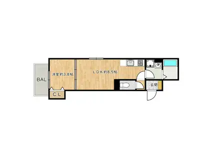 D PORTA CLAVEL(1LDK/2階)の間取り写真