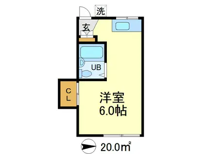 桑原コーポ(ワンルーム/2階)の間取り写真
