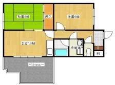 ハイツ水池(2DK/3階)の間取り写真