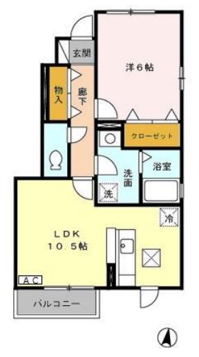 ロイヤルタウン染地台C(1LDK/1階)の間取り写真