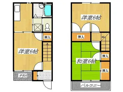 ヤマサホーフ(3K/1階)の間取り写真