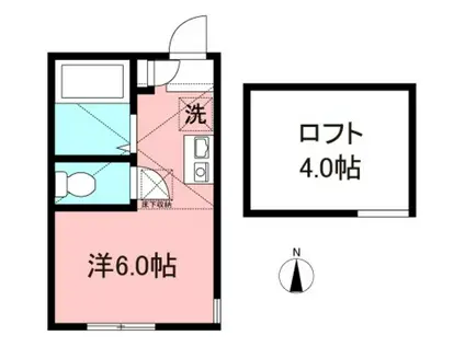 ヒルズ峰岡町A棟(ワンルーム/2階)の間取り写真