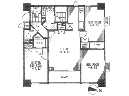 デュラシオン八王子(3LDK/3階)の間取り写真