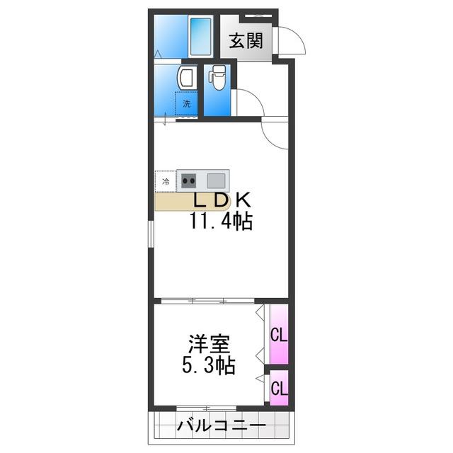 フジパレス住吉遠里小野V番館(1LDK/1階)の間取り写真