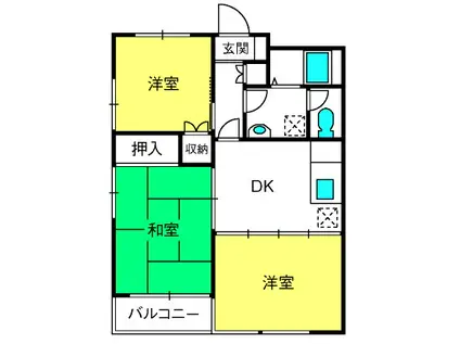 グリーンウッドC(3DK/3階)の間取り写真
