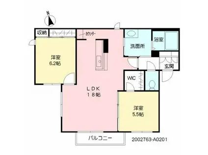クリスタルコートさくら (2LDK/2階)の間取り写真
