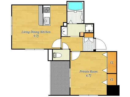 メルヴェーユ三篠(1LDK/6階)の間取り写真