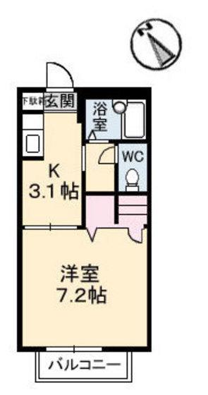 カーサKAWAUTI(1K/2階)の間取り写真