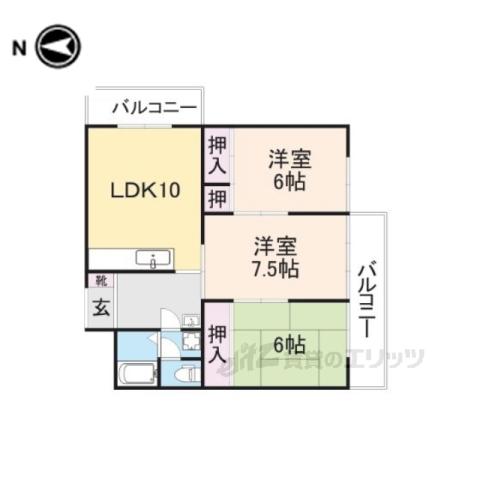 大宮1丁目ビル(3LDK/3階)の間取り写真