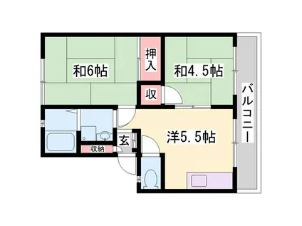 アーバン松陰(2DK/2階)の間取り写真