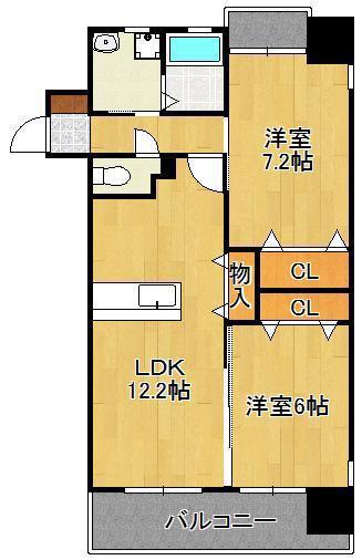 レジェンド砂津(2LDK/2階)の間取り写真