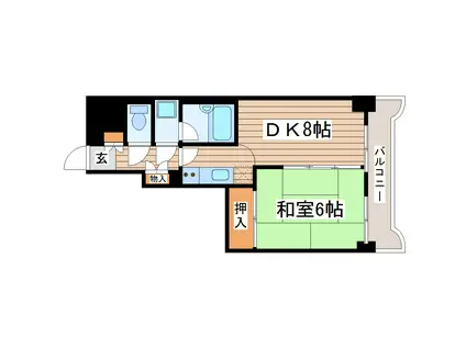 ダイアパレスグランテージ中央(1DK/6階)の間取り写真