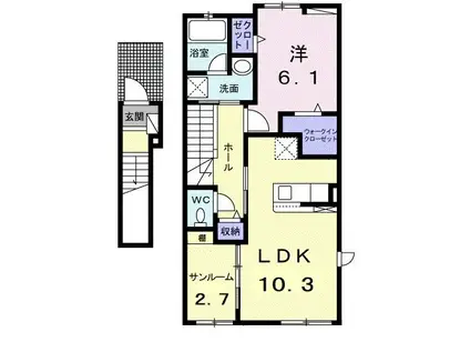 リィアリティーII(1LDK/2階)の間取り写真