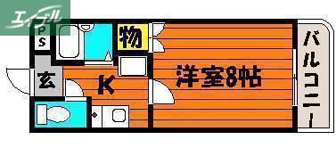 パルミラ津高(1K/2階)の間取り写真