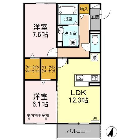 クレールB(2LDK/2階)の間取り写真