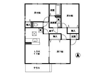 リビングタウン飯岡新田I A(3LDK/1階)の間取り写真