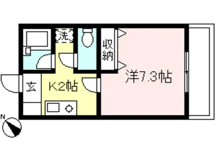 ベルドールA(1K/1階)の間取り写真
